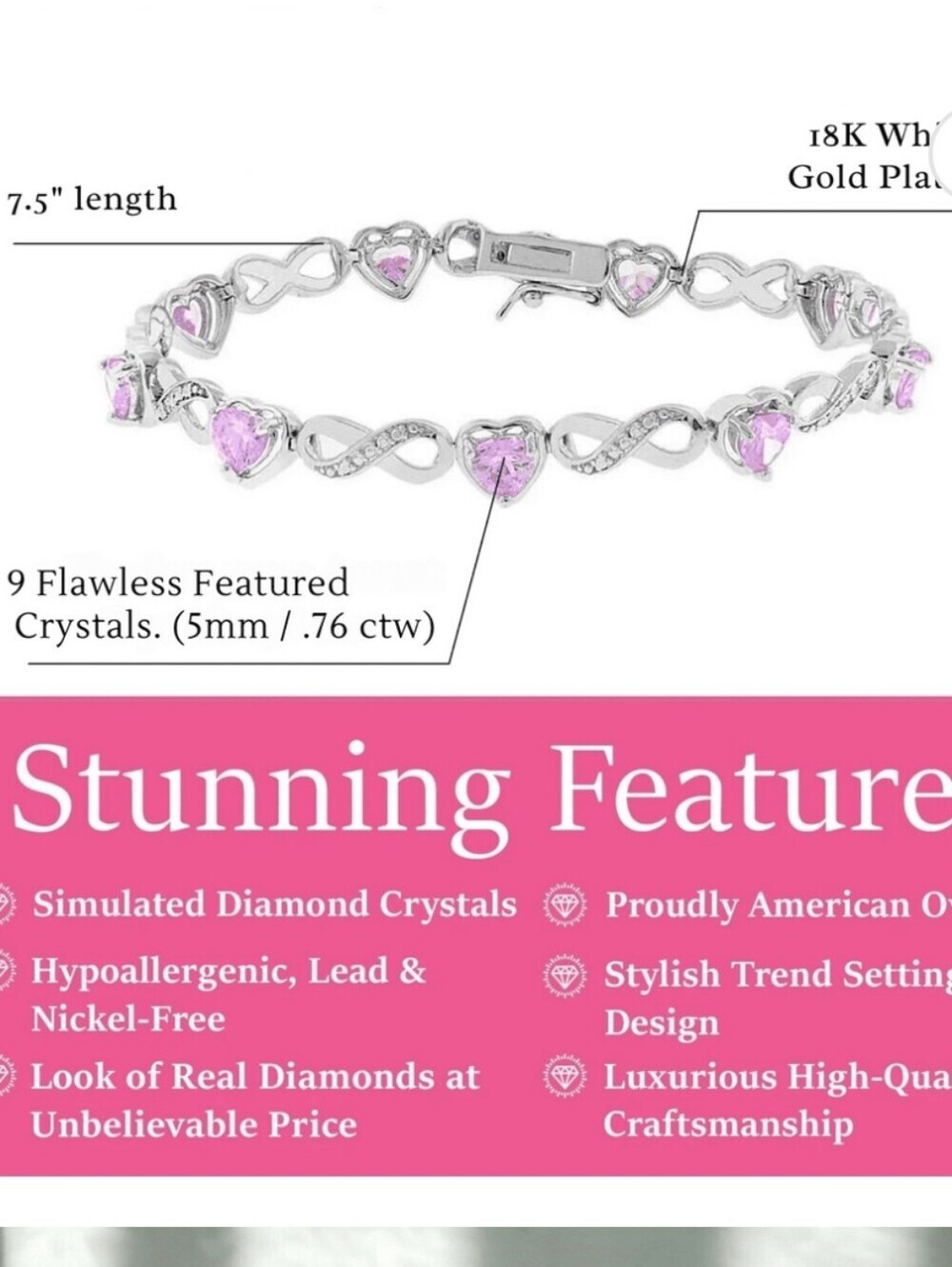 Pink Heart & Infinity Bracelet - Picture 3 of 4